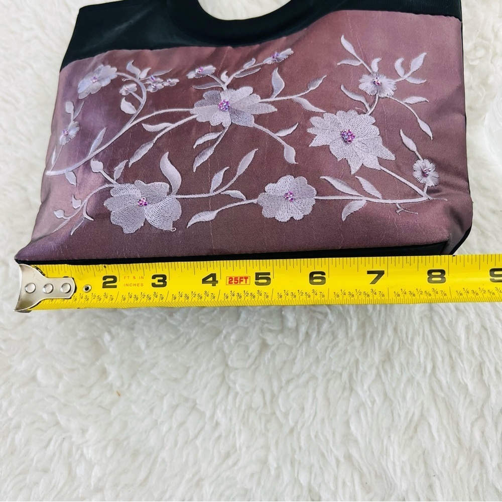 Vintage Fabric w/ Embroidery & beads Wood Handles Vintage Customized Small Bag - Picture 11 of 12